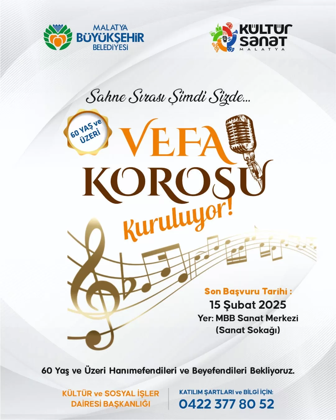 Vefa Korosu Kuruluyor Malatya Büyükşehir Belediyesi Kültür ve Sosyal İşler Dairesi Başkanlığı Vefa