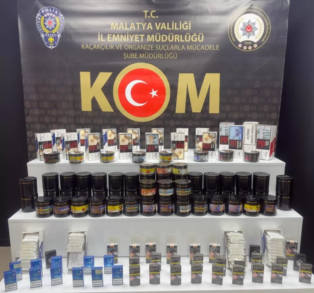 Malatya’da Kaçakcılık Operasyonu Malatya İl Emniyet Müdürlüğü KOM Şube ekipleri tarafından düzenlenen operasyonda,