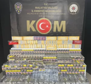 Malatya’da polis ekipleri tarafından düzenlenen operasyonda kaçak tütün ve tütün