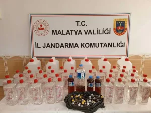Malatya’da, jandarma tarafından düzenlenen operasyonda 72 litre etil alkol, 2