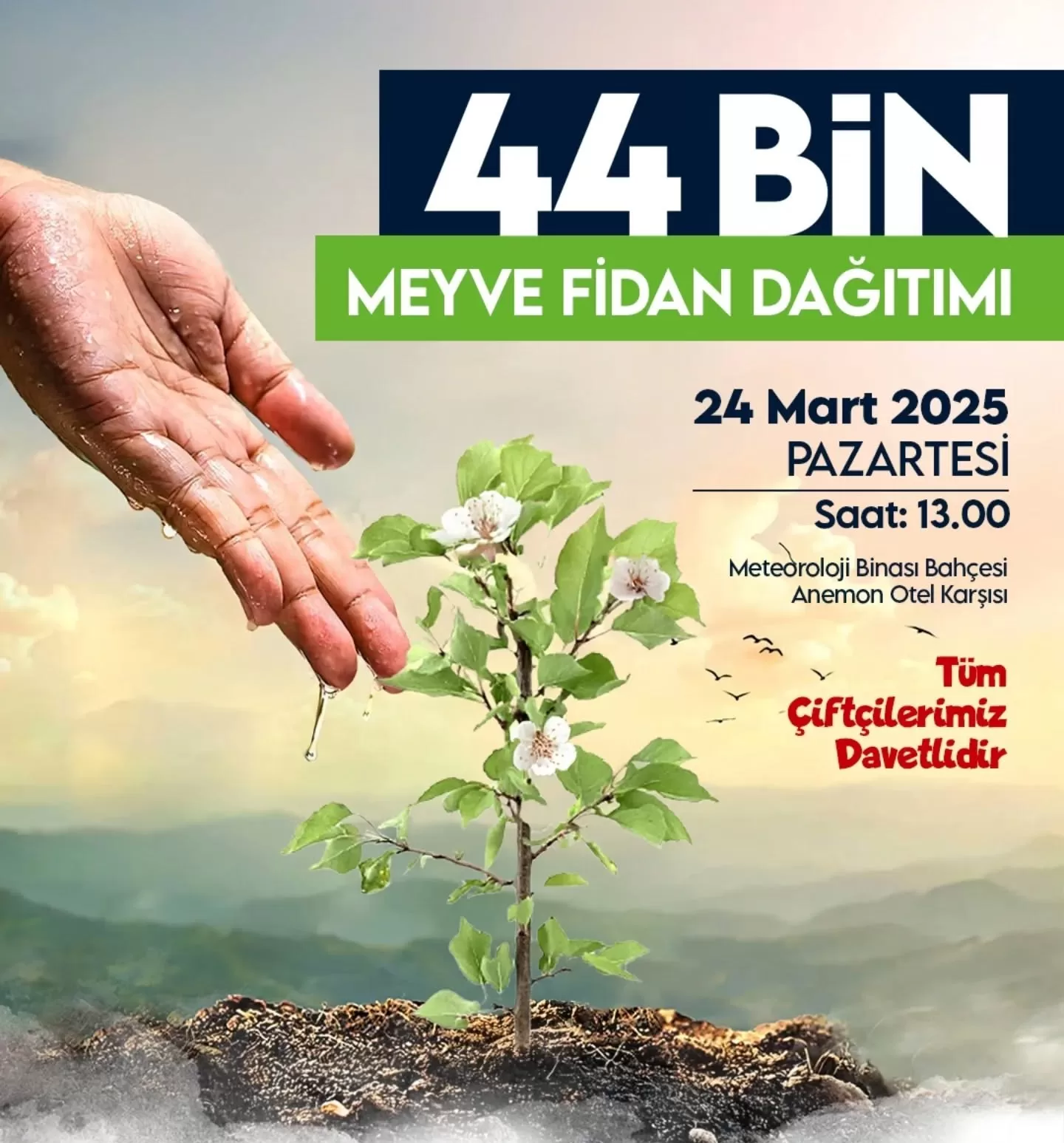 Yeşilyurt Belediyesi, 44 Bin Adet Meyve Fidanı Dağıtacak Yeşilyurt Belediyesi Tarımsal Hizmetler Müdürlüğü, ilçenin tarımsal potansiyelini artırmak ve