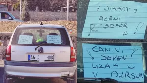 Malatya'da bir aracın arka camındaki yazı dikkat çekti. Malatya'da kent