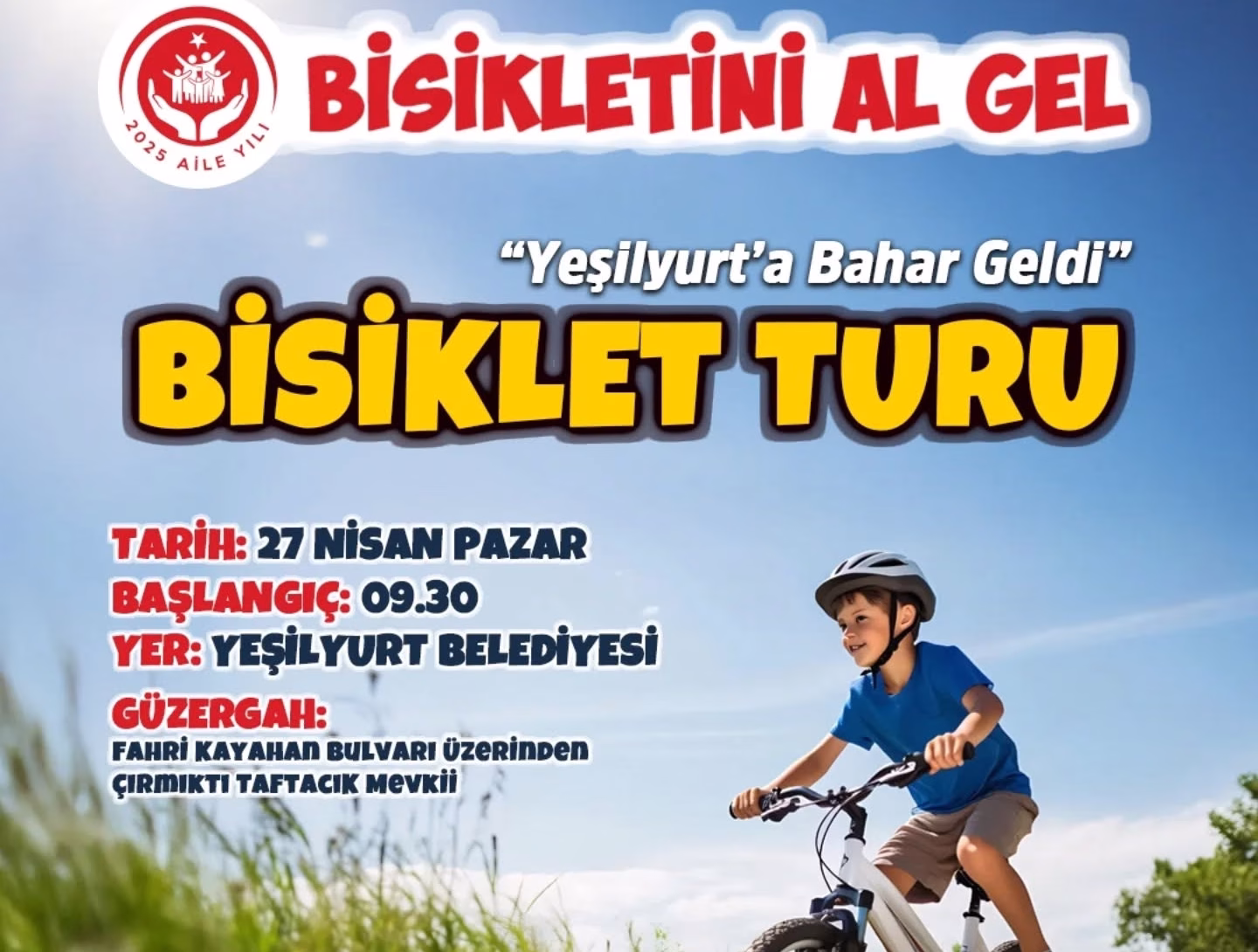 Yeşilyurt’ta Bahar Pedallarla Karşılanacak! “Yeşilyurt’a Bahar Geldi” Bisiklet Turu 27 Nisan Pazar Günü! Yeşilyurt