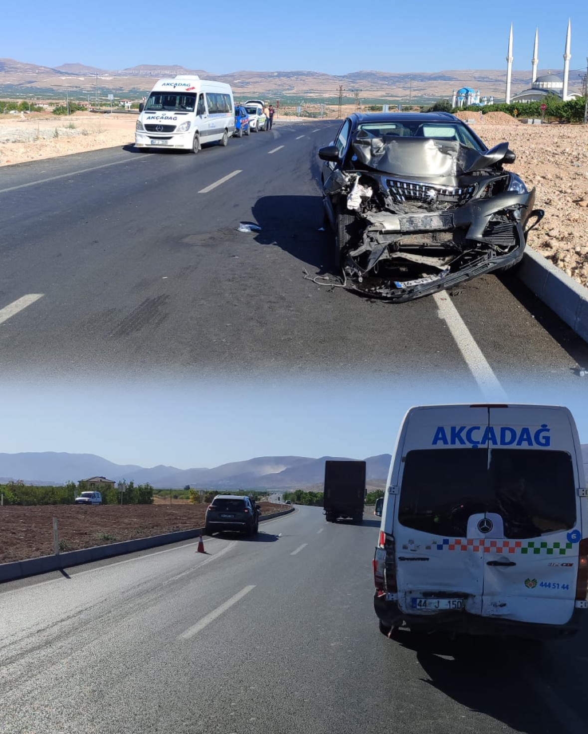 Malatya-Ankara karayolu Aydınlar mevkiinde minibüs ile otomobilin çarpışması sonucu 9