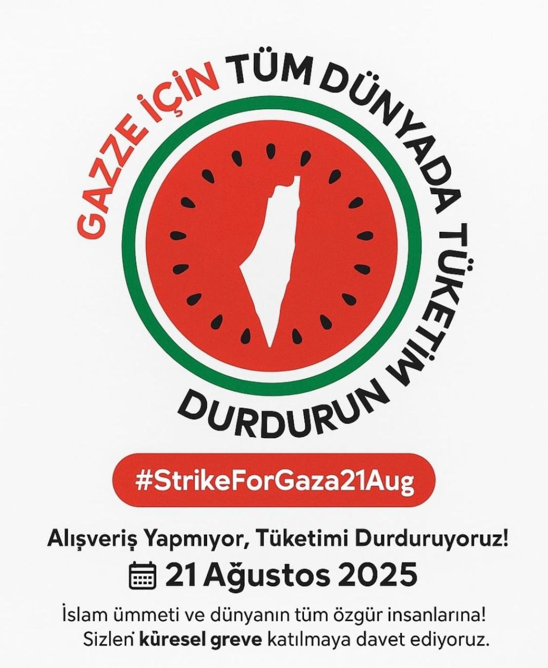 Gazze’de yaşanan soykırıma dikkat çekmek için 21 Ağustos’ta tüm dünyada