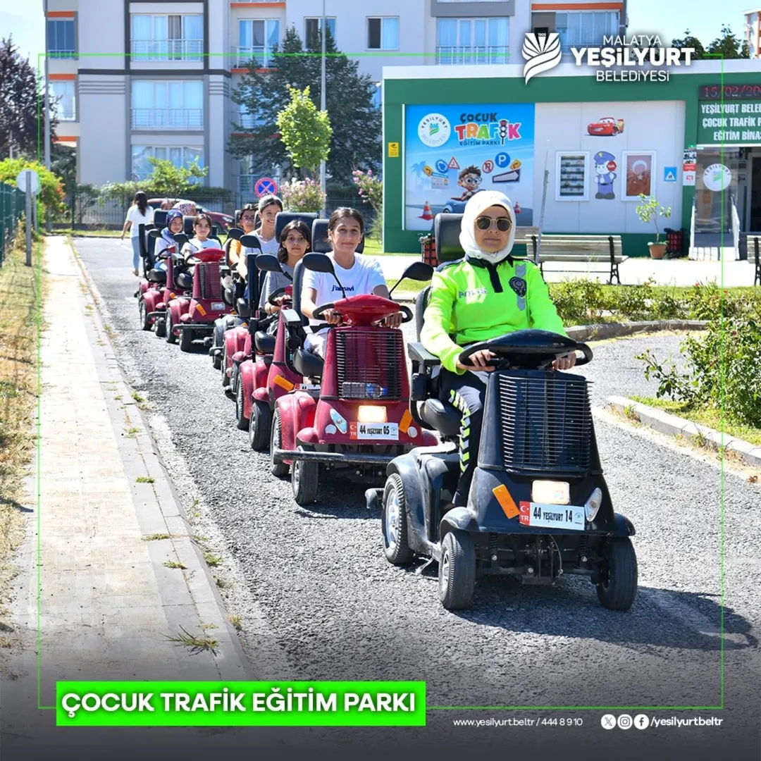 Malatya Yeşilyurt Belediyesi Çocuk Trafik Eğitim Parkı, minik sürücü adaylarına
