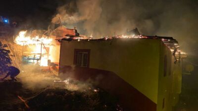 Malatya’nın Hekimhan ilçesinde gece çıkan yangın kısa sürede büyüyerek 3