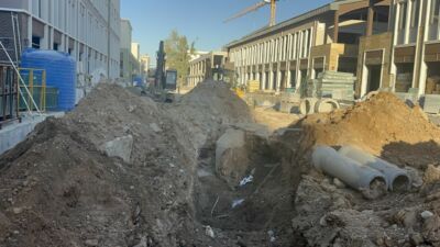 Battalgazi ilçesi Dabakhane Mahallesi’nde çarşı inşaatı sırasında meydana gelen toprak