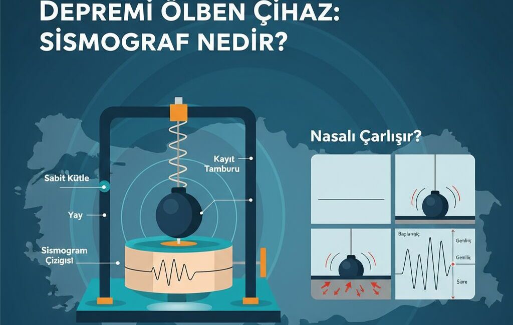 Yer sarsıntılarını kaydederek depremin büyüklüğünü, süresini ve merkezini saptayan sismograf
