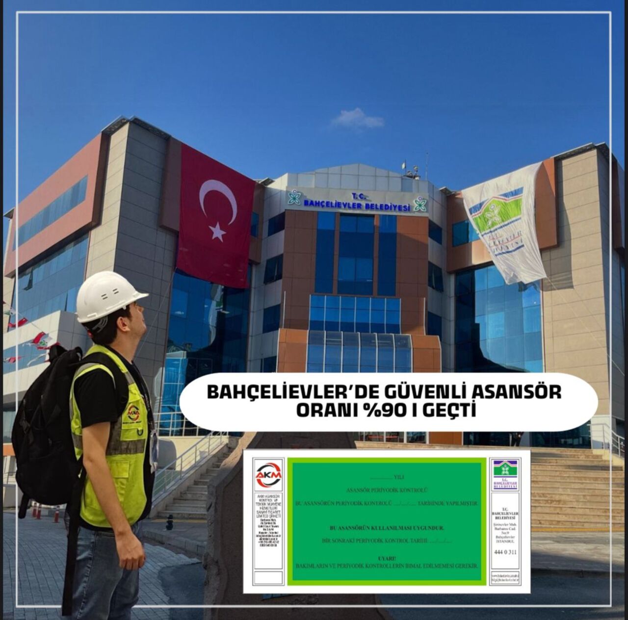 2020 yılında %44 olan güvenli asansör oranı, Bahçelievler Belediyesi ve