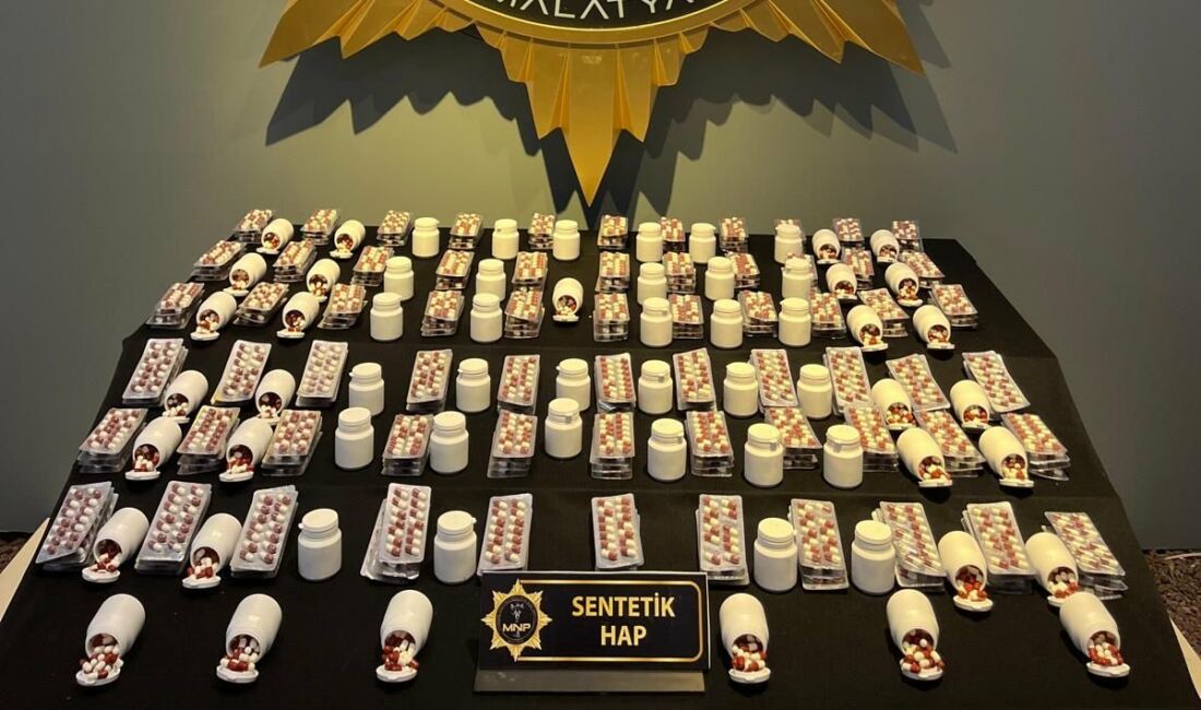 Malatya’da düzenlenen narkotik operasyonunda 7 bin 881 adet sentetik ecza