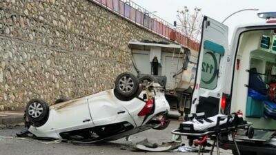 Battalgazi’nin Yamaç Mahallesi’nde el freni çekilmeyen araç, içinde küçük bir