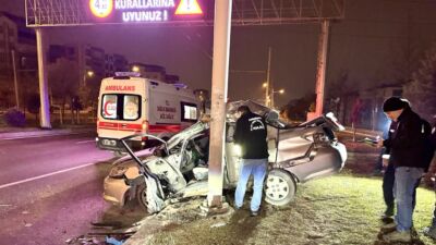 Malatya’da gece yarısı meydana gelen tek taraflı trafik kazasında bir