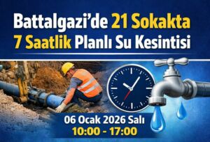 MASKİ, altyapı çalışmaları kapsamında Battalgazi ilçesinde 06 Ocak 2026 Salı