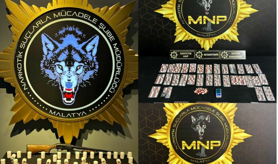 Malatya’da polis ekipleri tarafından düzenlenen operasyonda yüklü miktarda uyuşturucu madde