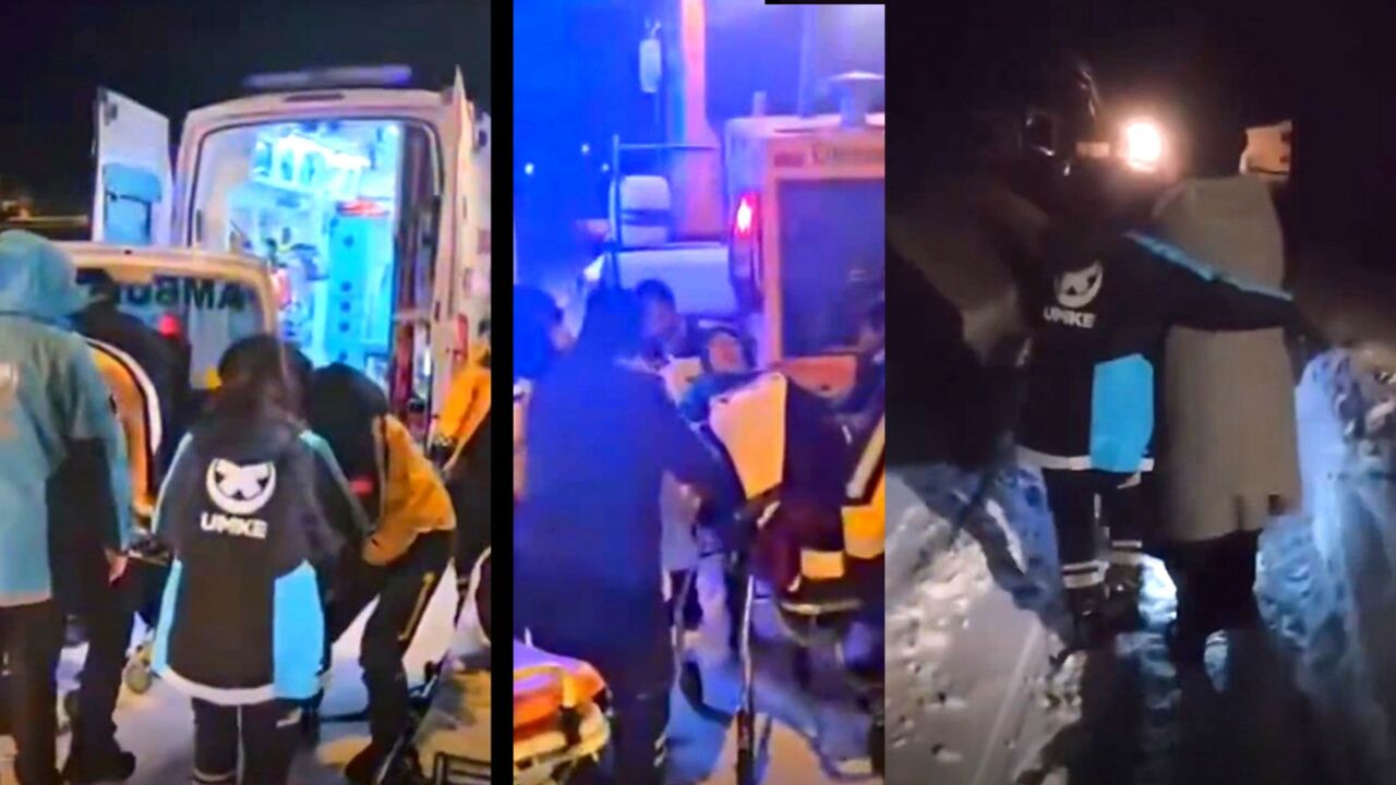 Malatya’nın Doğanşehir ilçesinde yoğun kar yağışı ve tipi nedeniyle yolu