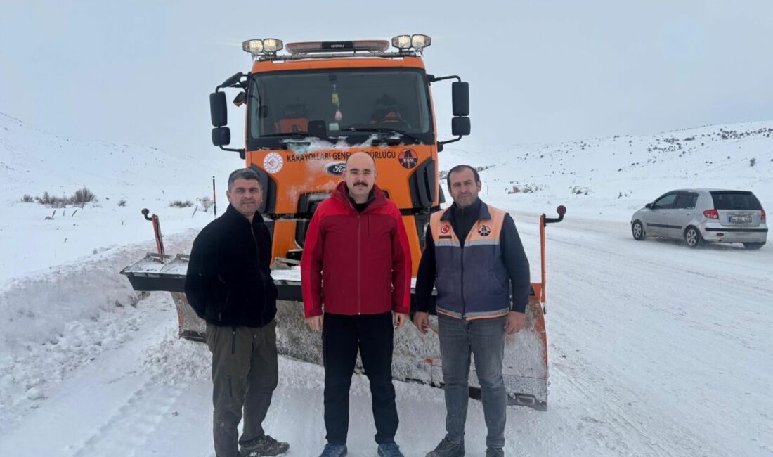 Doğanşehir’de etkili olan yoğun kar yağışı nedeniyle sahada görev yapan