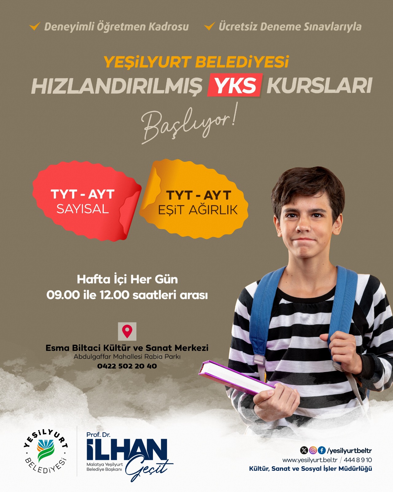 Yeşilyurt Belediyesi, gençlerin eğitim hayatına katkı sunmak ve üniversite hayallerine
