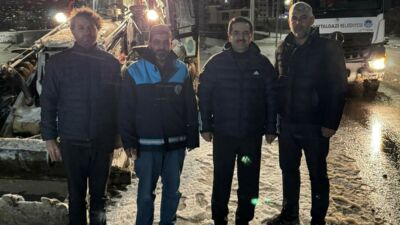 Bayram Taşkın, gece saatlerinde etkili olan kar yağışının ardından sahaya