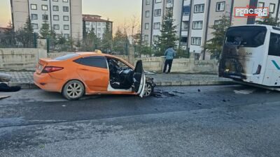 Malatya’nın Yavuz Selim Mahallesi’nde park halindeki bir otobüs ile ticari