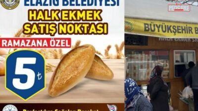 Elazığ Belediyesi’nden 5 TL’lik Kampanya, Gözler Malatya Büyükşehir Belediyesi’nde Ramazan ayı öncesinde Elazığ Belediyesi, Halk Ekmek satış noktalarında fiyatları