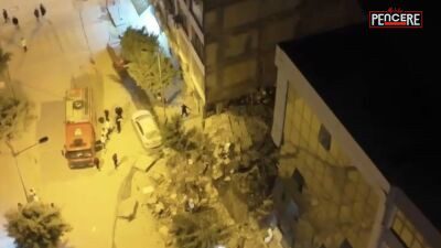 İskenderun Şehit Pamir Caddesi’nde depremde ağır hasar alan bir bina,