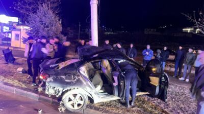 Malatya City mevkiinde meydana gelen trafik kazasında kontrolden çıkan otomobil