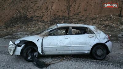 Malatya’nın Doğanşehir ilçesinde yağışlı hava nedeniyle kontrolden çıkan otomobilin takla