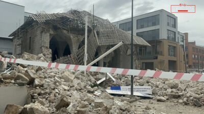 Malatya’da restorasyon çalışmaları devam eden tarihi Çınarlı Camii’nde meydana gelen