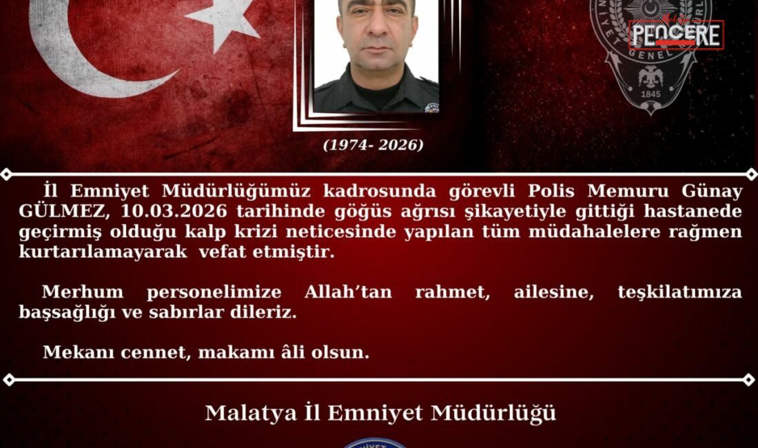 Malatya İl Emniyet Müdürlüğü kadrosunda görev yapan 52 yaşındaki polis