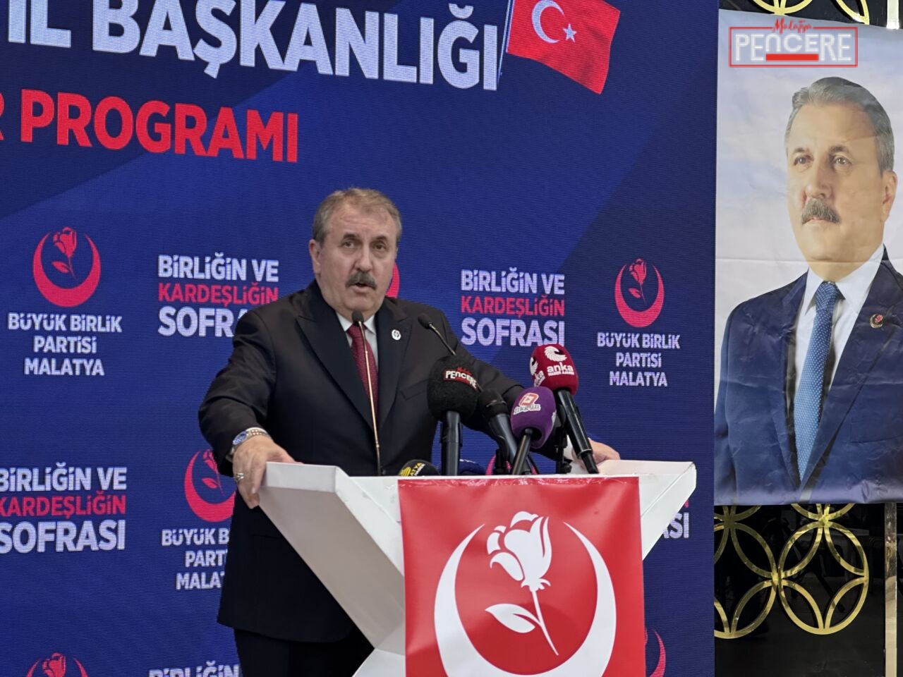 Büyük Birlik Partisi Genel Başkanı Mustafa Destici, Malatya’da yaptığı konuşmada
