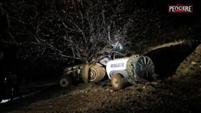 Malatya’nın Doğanşehir ilçesinde gece saatlerinde kayısı bahçesinde meydana gelen kazada,