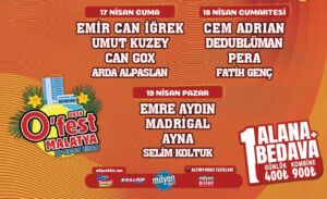 Malatya’da düzenlenecek O’Fest festivali, 17-18-19 Nisan tarihlerinde müzikseverleri bir araya
