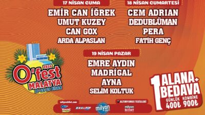 Malatya’da düzenlenecek O’Fest festivali, 17-18-19 Nisan tarihlerinde müzikseverleri bir araya