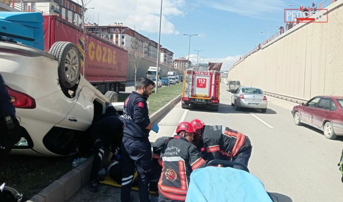 Malatya’da kontrolden çıkan otomobilin ters dönerek refüje çıkması sonucu meydana