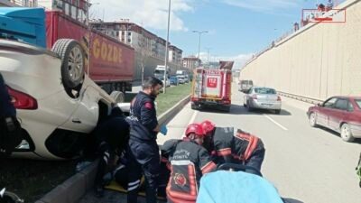 Malatya’da kontrolden çıkan otomobilin ters dönerek refüje çıkması sonucu meydana