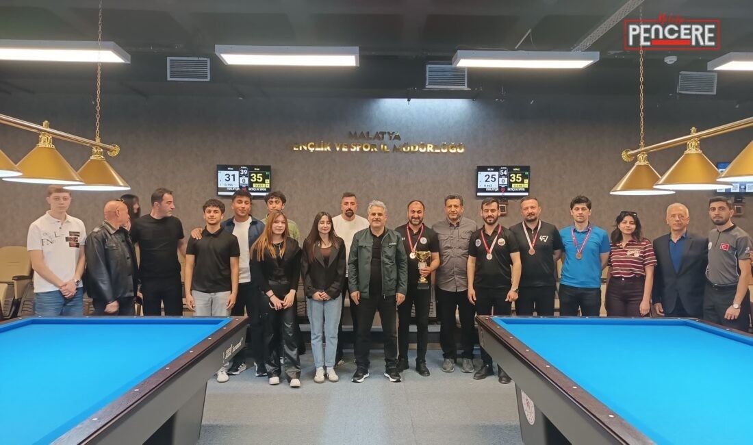 Malatya’da 23 Nisan kapsamında düzenlenen 3 bant bilardo şampiyonası, 64