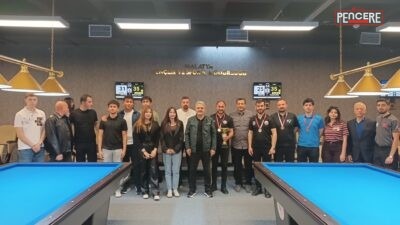 Malatya’da 23 Nisan kapsamında düzenlenen 3 bant bilardo şampiyonası, 64