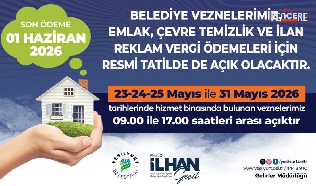 Yeşilyurt Belediyesi, Emlak Vergisi, Çevre Temizlik Vergisi ile İlan ve