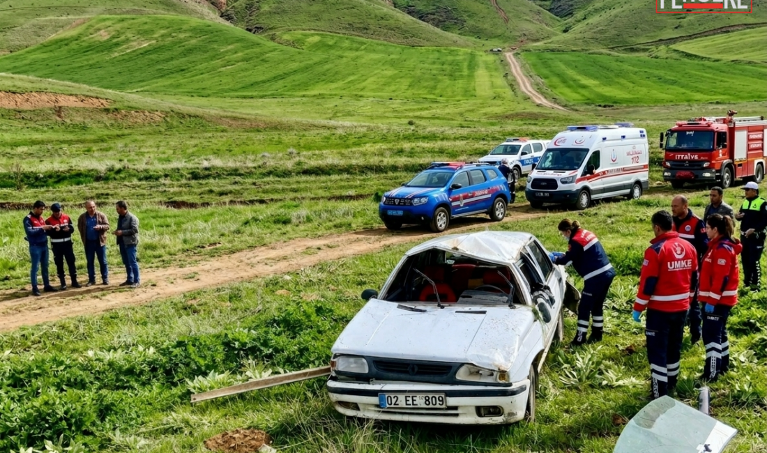 Malatya’nın Doğanşehir ilçesinde kontrolden çıkan bir otomobilin şarampole yuvarlanması sonucu