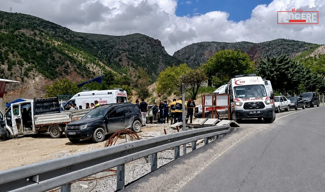 Malatya’da kontrolden çıkan kamyonetin şantiye alanına girmesi sonucu meydana gelen