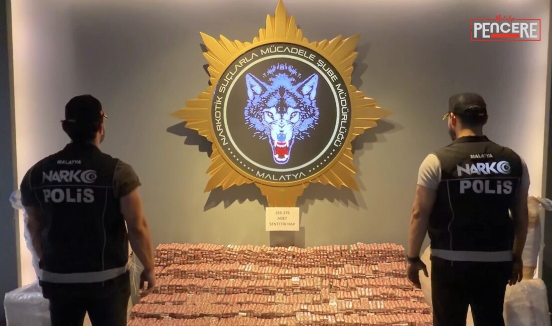 Malatya’da narkotik ekiplerince düzenlenen operasyonda 166 bin 376 adet sentetik