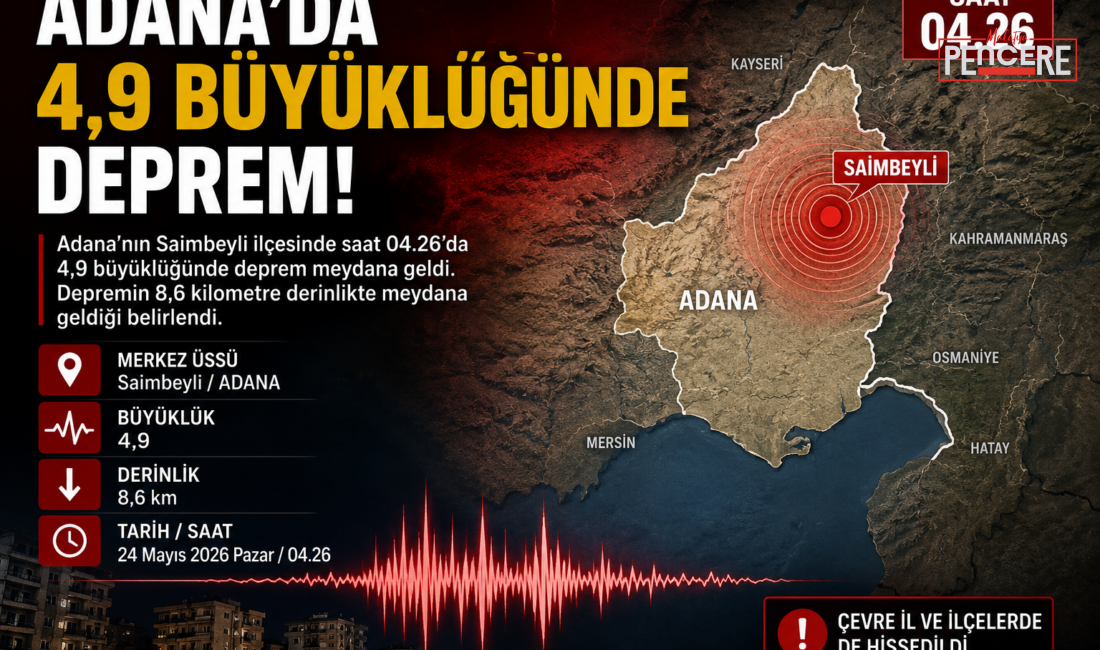 Adana’nın Saimbeyli ilçesinde sabaha karşı meydana gelen 4,9 büyüklüğündeki deprem