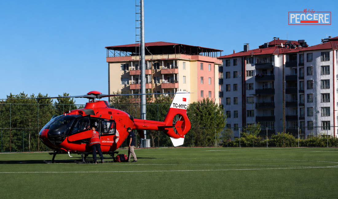 Darende ilçesinde rahatsızlanan 78 yaşındaki F.Y., mide kanaması şüphesiyle helikopter