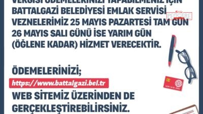 Battalgazi Belediyesi, vergi ödemelerinde yoğunluk yaşanmaması amacıyla bayram öncesinde vezne