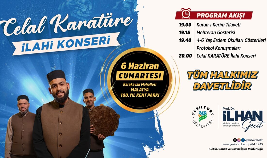 Yeşilyurt Belediyesi tarafından düzenlenecek özel program kapsamında ilahi sanatçısı Celal