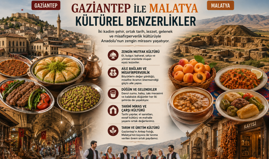 Gaziantep ile Malatya arasındaki kültürel benzerlikler, iki şehrin tarih, mutfak,