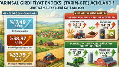 Tarımsal Girdi Fiyat Endeksi (Tarım-GFE) aylık %17,49, yıllık ise %38,97
