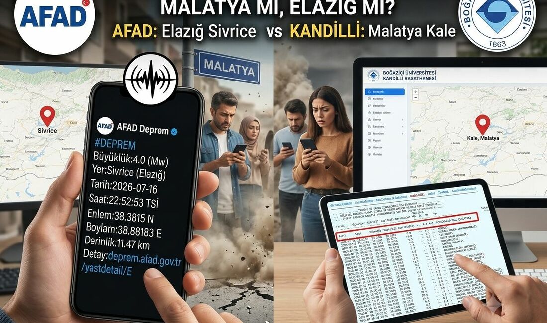 Malatya’da Hissedilen Depremde Merkez Üssü Bilmecesi: AFAD “Elazığ Sivrice”, Kandilli “Malatya Kale” Dedi! Malatya ve çevre illerde panik yaratan 4.0 büyüklüğündeki deprem, AFAD