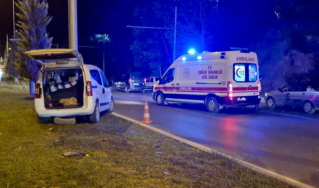 Malatya’da sürücüsünün direksiyon hakimiyetini kaybettiği hafif ticari aracın orta refüjdeki